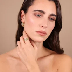 Anello a Fascia Catena Bizantina con Pavé di Cubic Zirconia