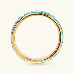 Anello a Fascia Smaltato con Greca