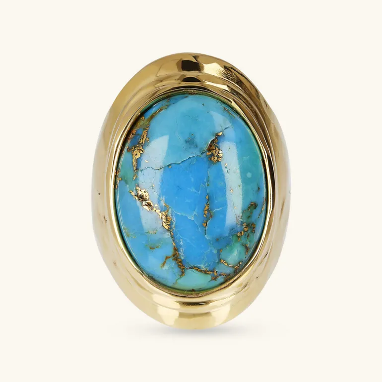 Anello Chevalier con Pietra Naturale Magnesite Ovale