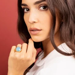 Anello Chevalier Satinato con Pietra Naturale Quarzo