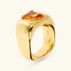 Anello Chevalier Squadrato con Pietra Naturale