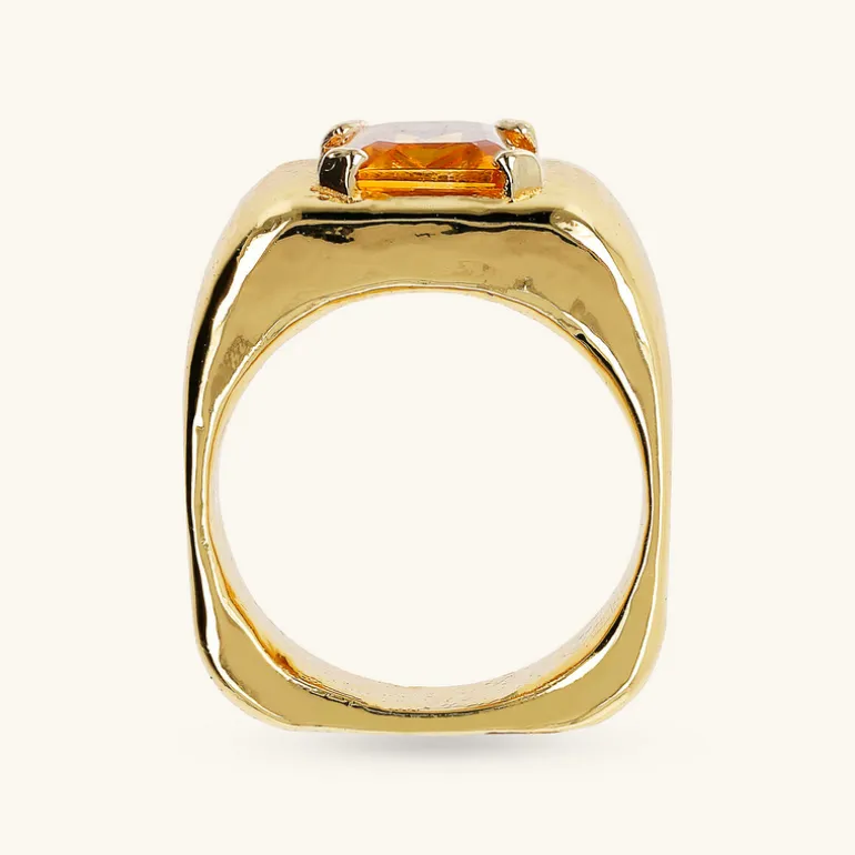 Anello Chevalier Squadrato con Pietra Naturale