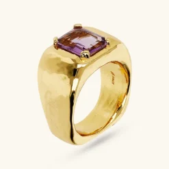 Anello Chevalier Squadrato con Pietra Naturale