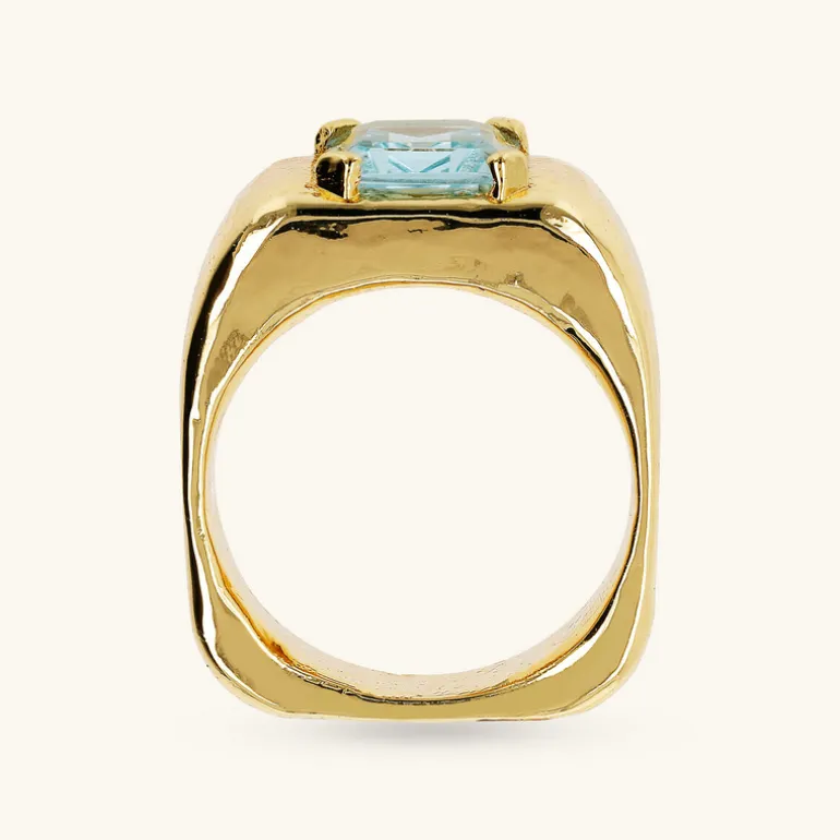 Anello Chevalier Squadrato con Pietra Naturale