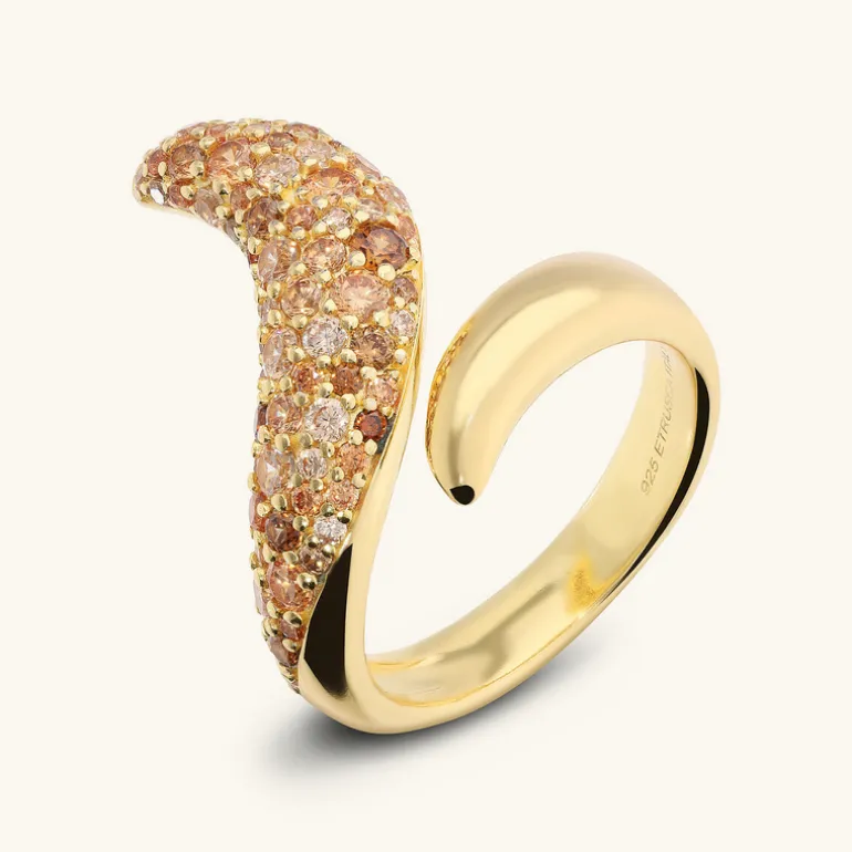 Anello Contrarié Onda con Pavé di Cubic Zirconia