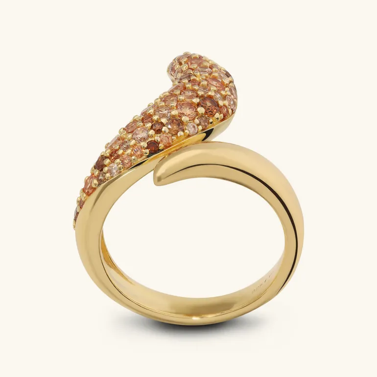 Anello Contrarié Onda con Pavé di Cubic Zirconia