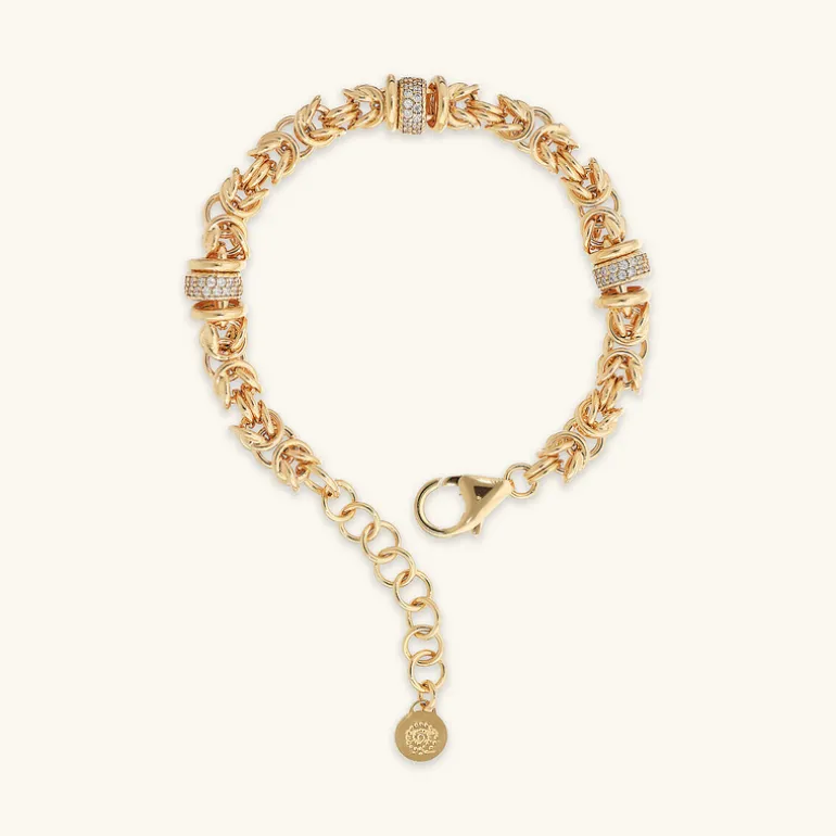 Bracciale Catena Bizantina con Rondelle in Pavé di Cubic Zirconia