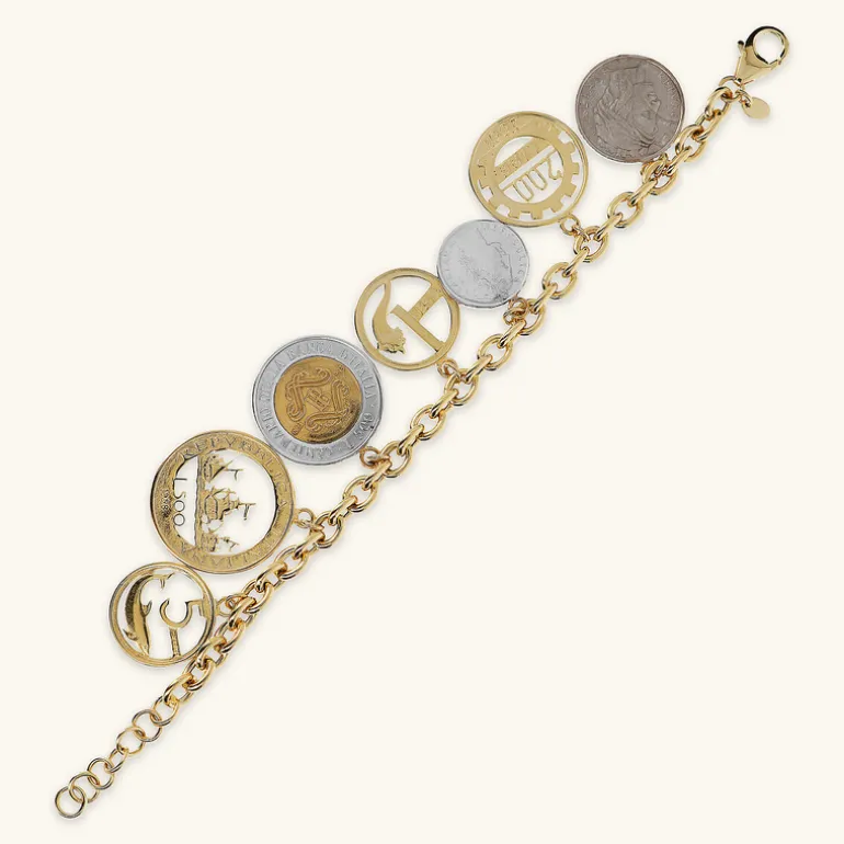 Bracciale Catena Rolo con Charms Monete
