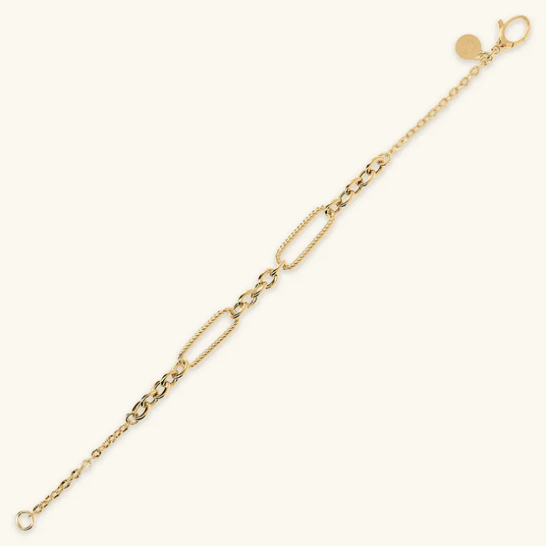 Bracciale Catena Rolo con Station di Maglie Alternate
