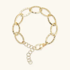 Bracciale Catena Sottile Ovale Allungata Martellata