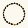 Bracciale Elastico con Rondelle Golden e Pietra Naturale Spinello Nero