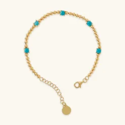 Bracciale in Argento 925 Placcato Oro Giallo 18kt con Piccole Sfere e Punti Luce in Cubic Zirconia