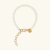Bracciale in Argento 925 Placcato Oro Giallo 18kt con Rondelle in Perla Bianca d'Acqua Dolce Ø 3/3.5 mm