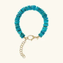 Bracciale in Argento 925 Placcato Oro Giallo 18kt con Rondelle in Pietra Naturale