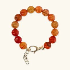 Bracciale in Argento 925 placcato Oro Giallo 18Kt con Pietra Naturale Agata Sfaccettata