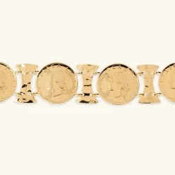 Bracciale Martellato con Monete ed Elementi a Clessidra