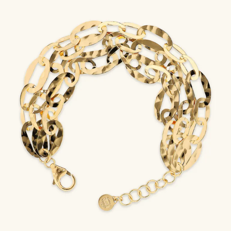 Bracciale Multifilo Catena Ovale Martellata