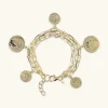 Bracciale Multifilo Catena Rolo Allungata con Charms Moneta
