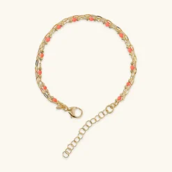 Bracciale Multifilo Catena Forzatina Allungata e Pietre Naturali Sfaccettate