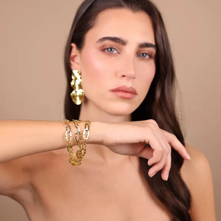 Bracciale Multifilo Catena Ovale Martellata