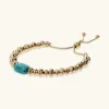 Bracciale Regolabile con Rondelle Martellate e Pietra Naturale Magnesite
