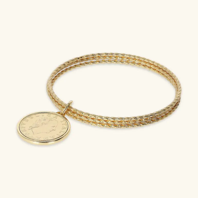 Bracciale Rigido Multifilo con Ciondolo Moneta Originale