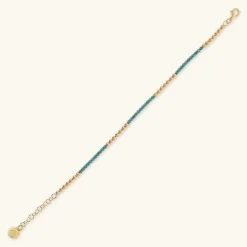 Bracciale Tennis Misto in Argento 925 Placcato Oro Giallo 18kt con Piccole Sfere e Cubic Zirconia