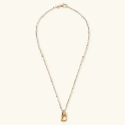 Collana Catena Forzatina con Pendente Martellato e Pietra Naturale
