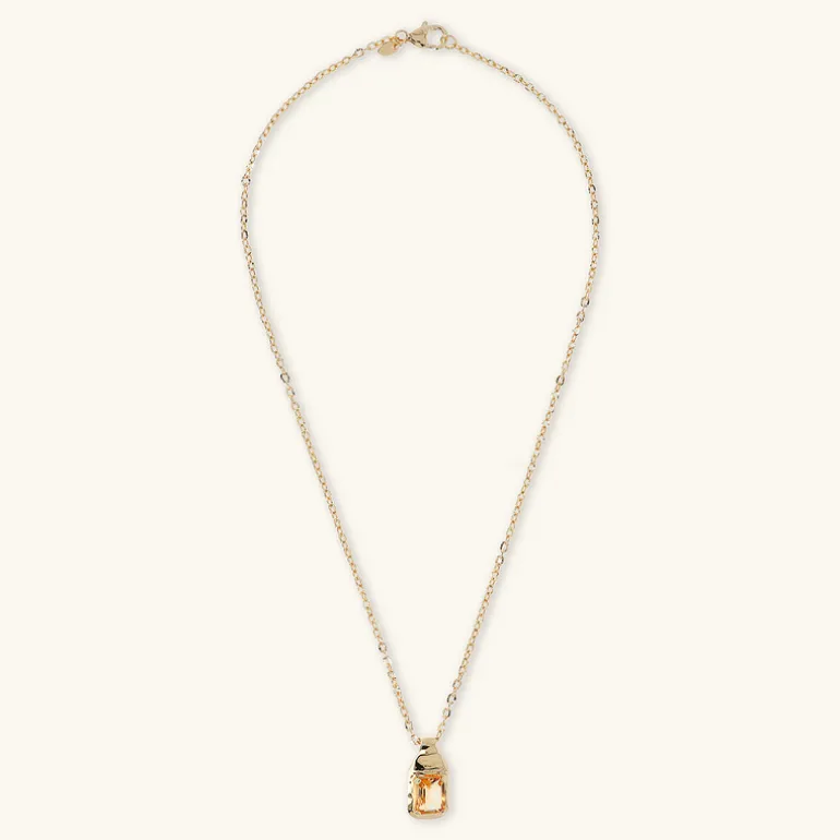 Collana Catena Forzatina con Pendente Martellato e Pietra Naturale