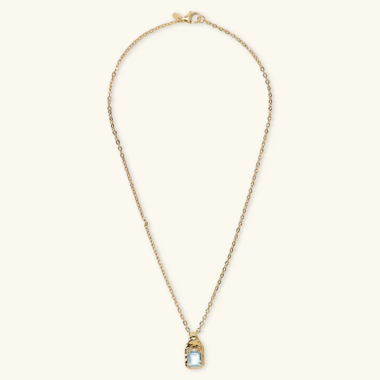 Collana Catena Forzatina con Pendente Martellato e Pietra Naturale