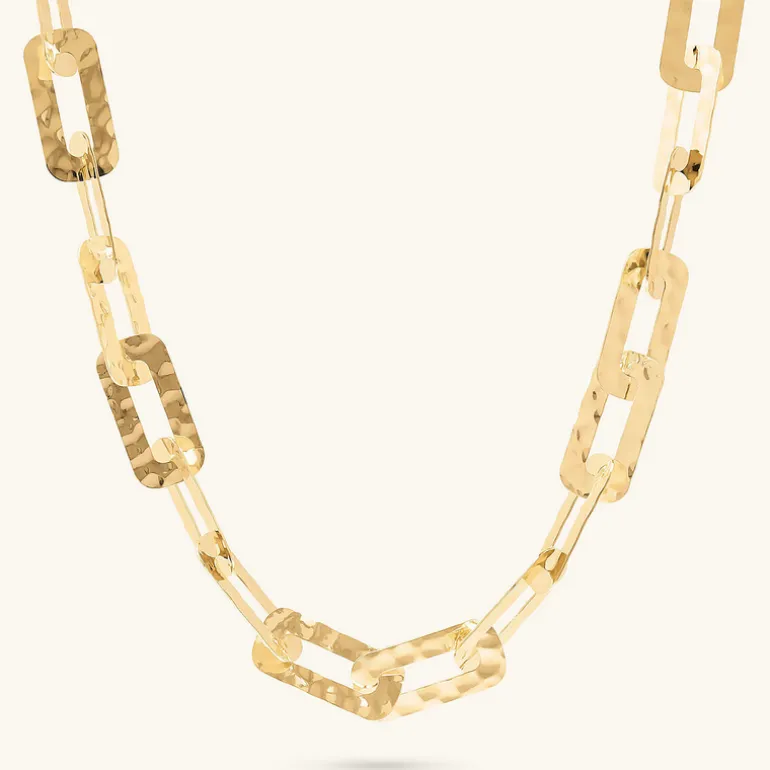Collana Catena Rettangolare Piatta Martellata
