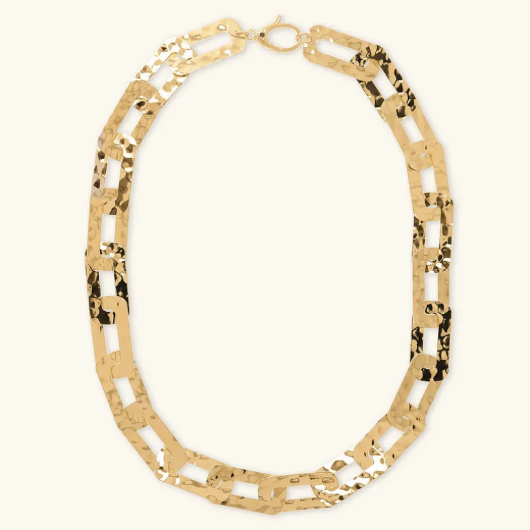 Collana Catena Rettangolare Piatta Martellata