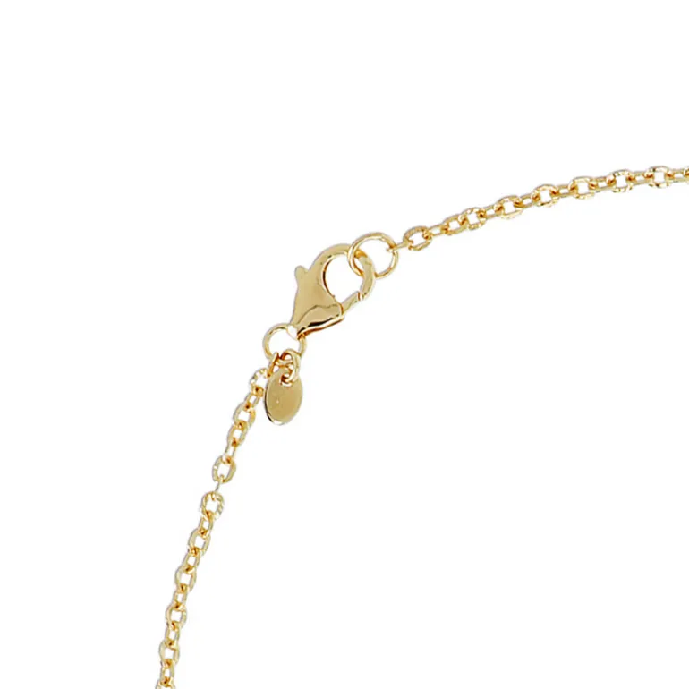 Collana Catena Rolo Diamantata con Pendente Tondo in Pietra Naturale Magnesite