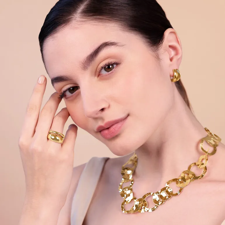 Collana con Maglie ad Anelli Martellati