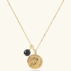 Collana con Pendente Moneta e Spinello Nero