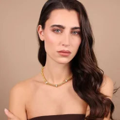 Collana Girocollo Catena Bizantina con Rondelle in Pavé di Cubic Zirconia