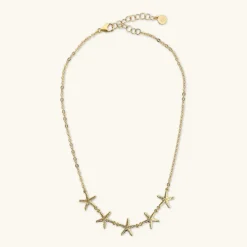 Collana Girocollo Catena Forzatina con Stelle di Mare Martellate