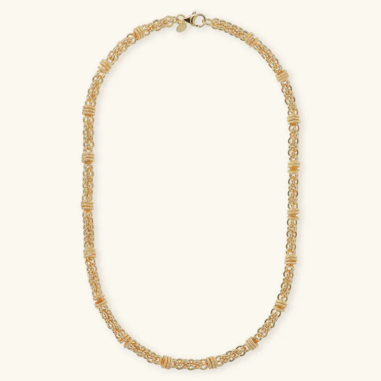 Collana Girocollo Catena a Intreccio con Rondelle