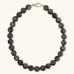 Collana Girocollo con Labradorite Sfaccettata in Argento 925 Placcato Oro Giallo 18kt