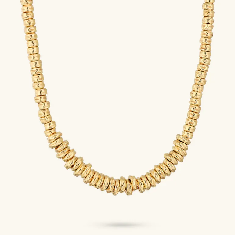 Collana Girocollo con Rondelle Martellate e Sfere Lucide