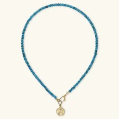 Collana Girocollo con Rondelle in Pietra Naturale e Ciondolo Moneta