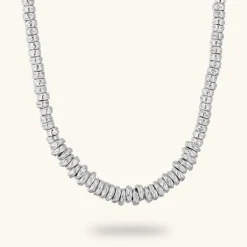 Collana Girocollo con Rondelle Martellate e Sfere Lucide