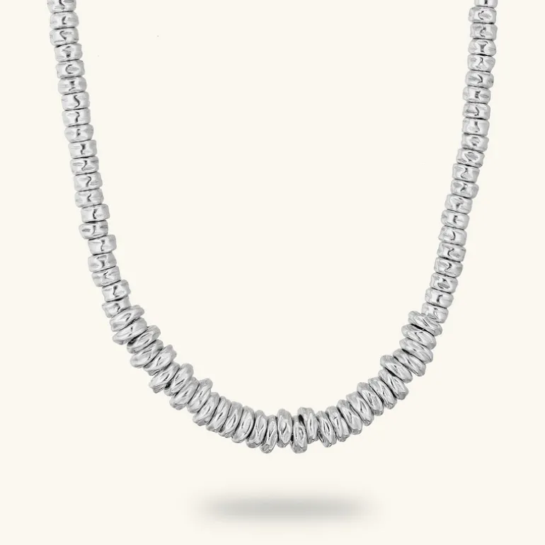 Collana Girocollo con Rondelle Martellate e Sfere Lucide