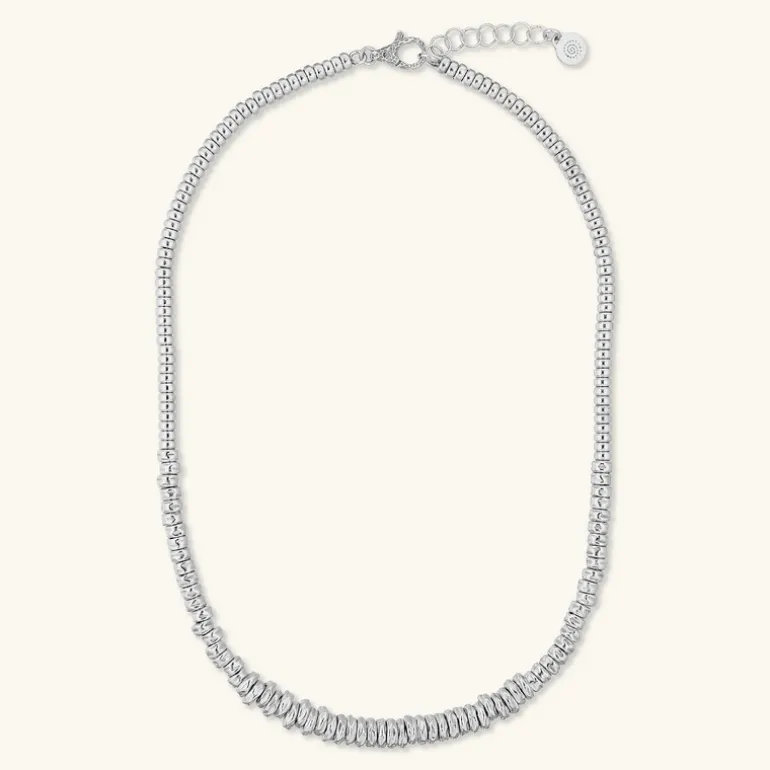 Collana Girocollo con Rondelle Martellate e Sfere Lucide