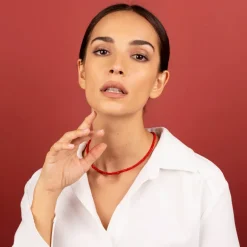 Collana Girocollo con Rondelle in Pietra Naturale e Ciondolo Moneta
