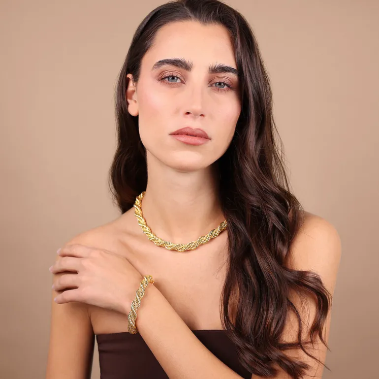 Collana Girocollo Doppia Catena Corda