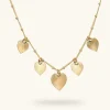 Collana Girocollo in Argento 925 placcata Oro Giallo 18Kt con Ciondoli Cuore Texture Rigata