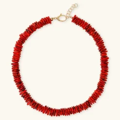 Collana Girocollo in Argento 925 Placcata Oro Giallo 18kt con Rondelle in Pietra Naturale