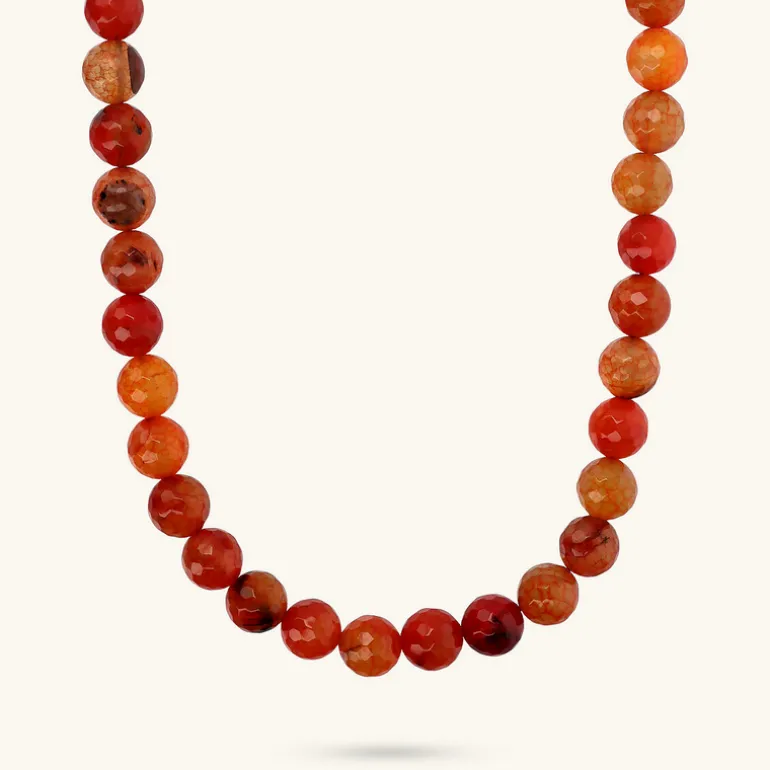 Collana Girocollo in Argento 925 placcato Oro Giallo 18Kt con Pietra Naturale Agata Sfaccettata