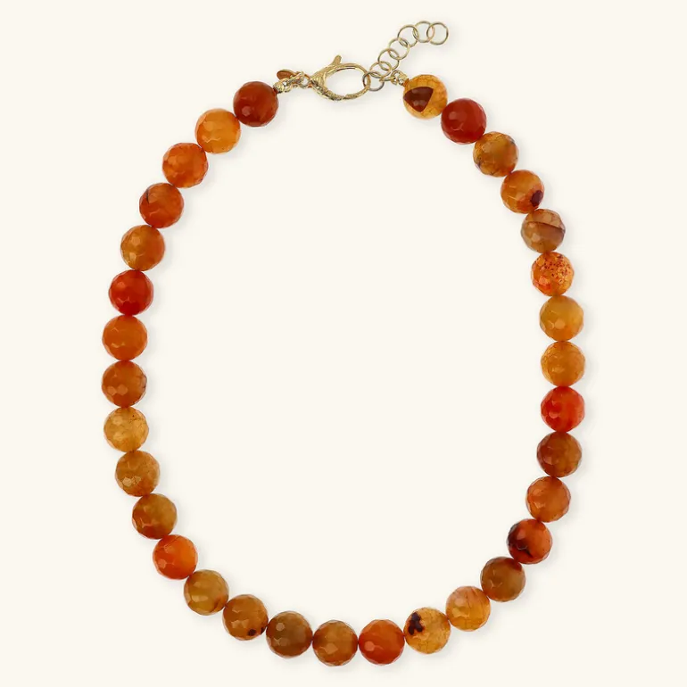 Collana Girocollo in Argento 925 placcato Oro Giallo 18Kt con Pietra Naturale Agata Sfaccettata